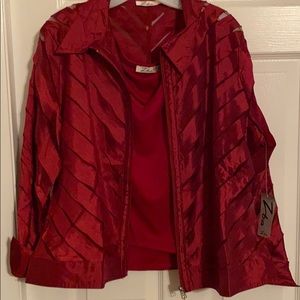 Zeeba  zip up blouse w/ matching v-neck tank